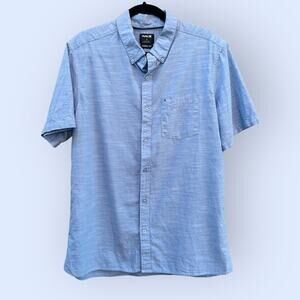 Hurley Button Up Shirt Blue Collar Short Sleeve Classic Fit Pocket
